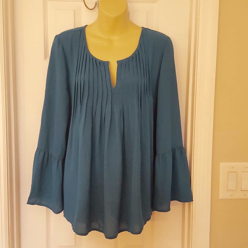 Stitch Fix Q&A Teal Chiffon Pleated Tunic Blouse